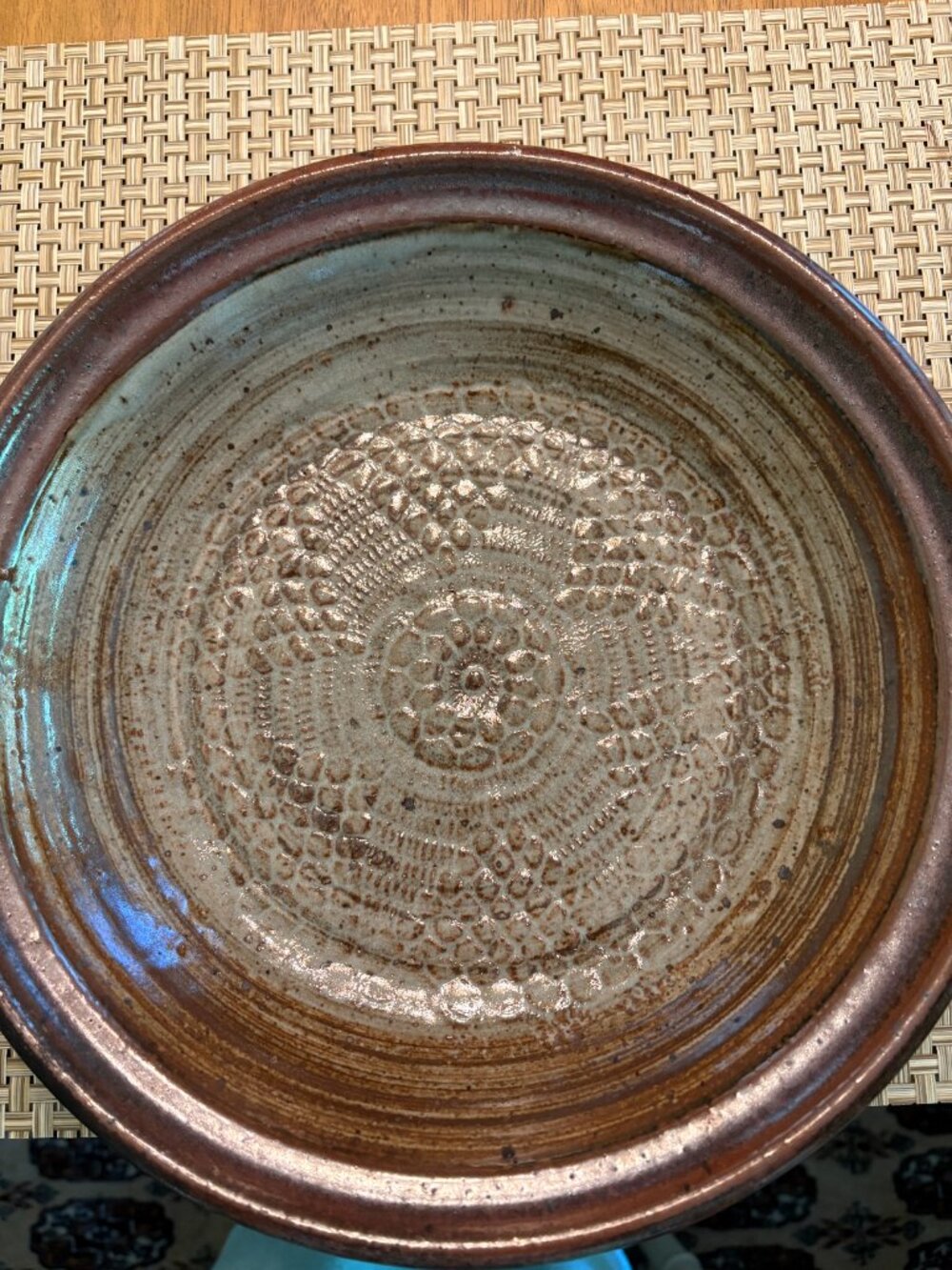 1980's Vintage  Large  11" Stoneware  Pottery Bowl - Picture 2 of 5